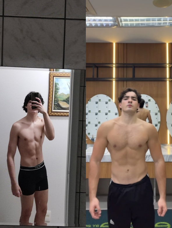 Antes e depois do corpo: mais massa muscular e densidade