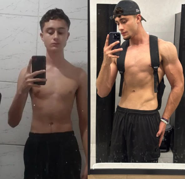 Antes e depois do físico: corpo mais definido e musculoso